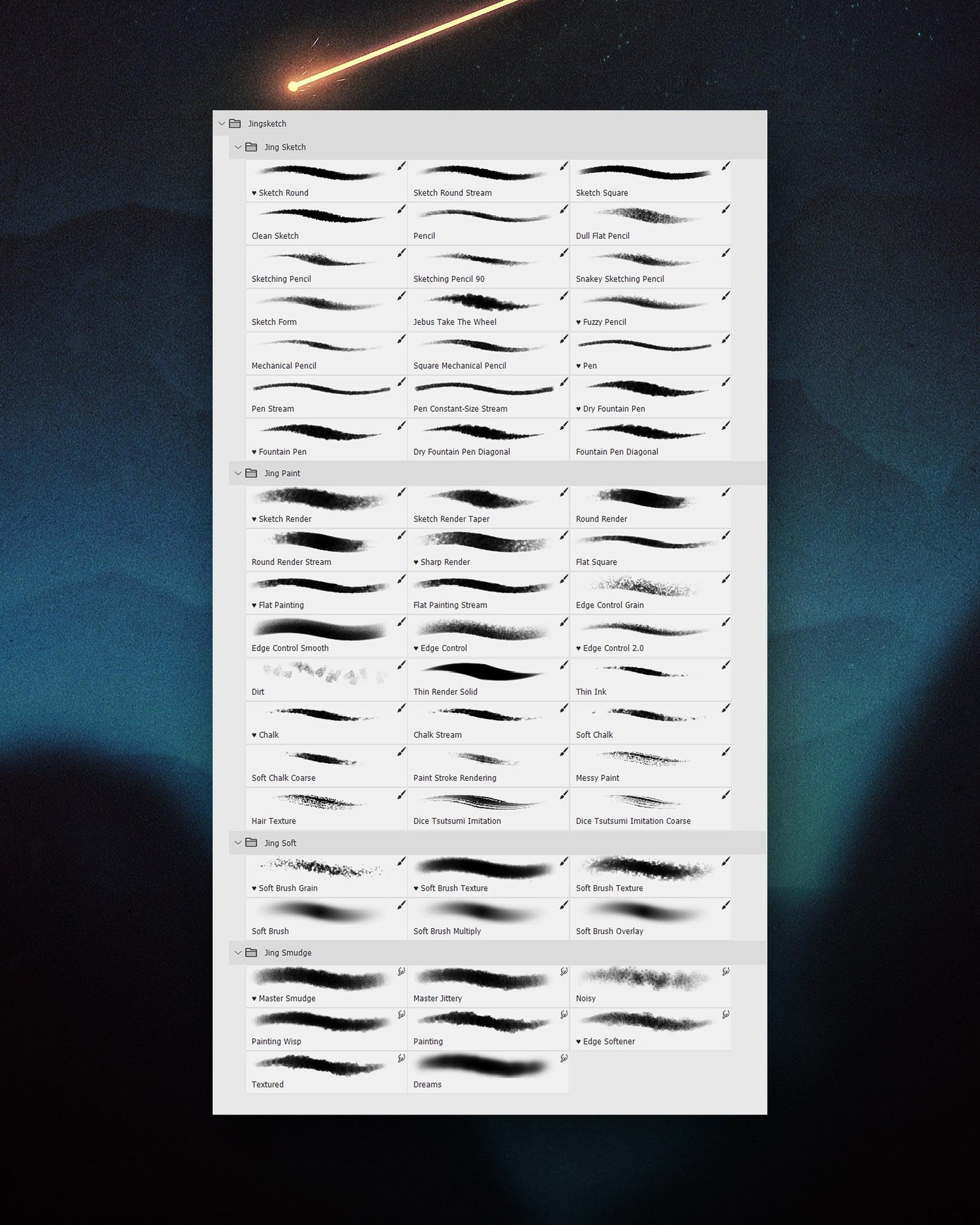 Jingsketch Photoshop Brushes: Complete Collection - Jingsketch